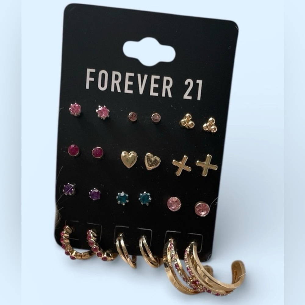 Forever 21 Gold and Pink Earring Collection